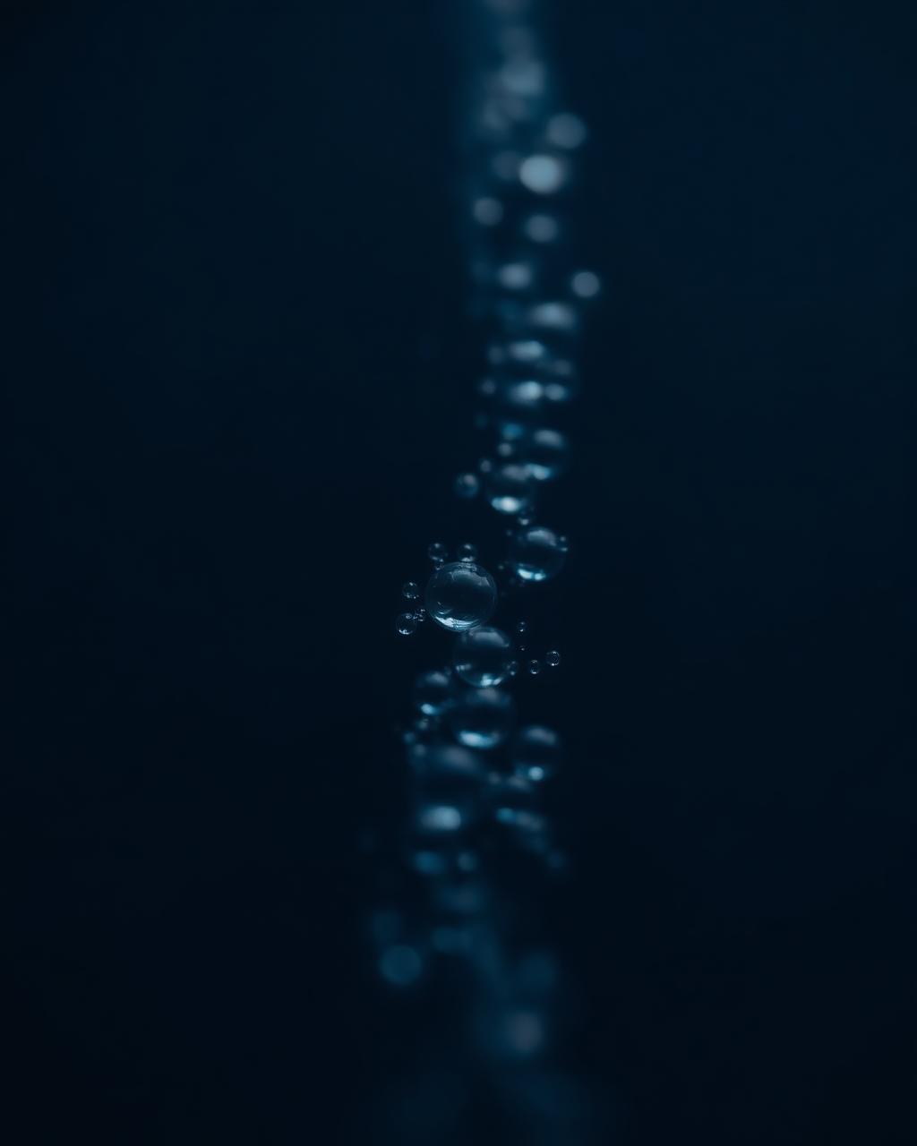 Bubbles rising through dark blue water